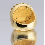 14kt Gold Gents Hand-Made Rope Top Coin Ring with U.S. 1/10 Eagle Gold Coin